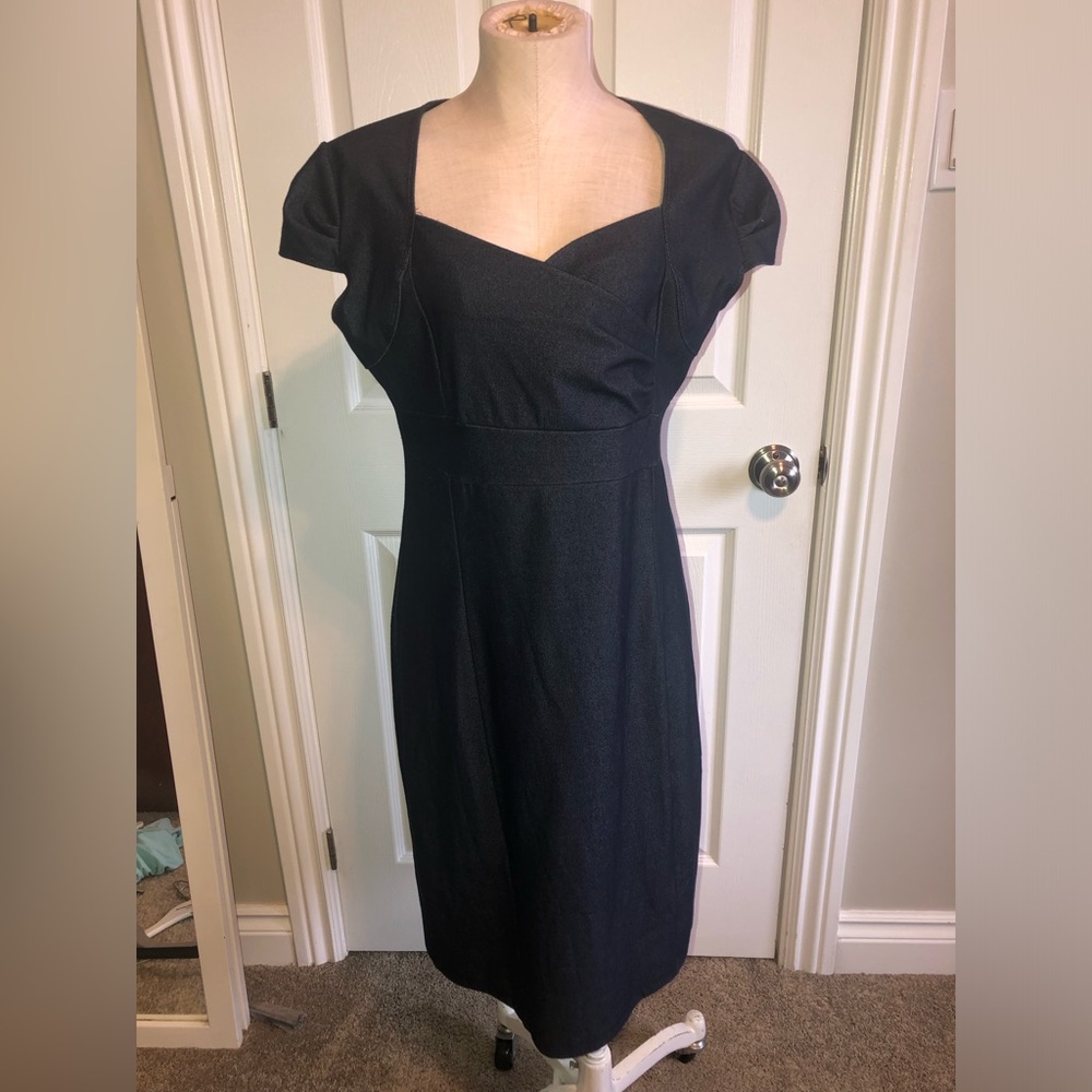 Kim & Co Classic Navy Blue Womens Fit-and-Flare Dress